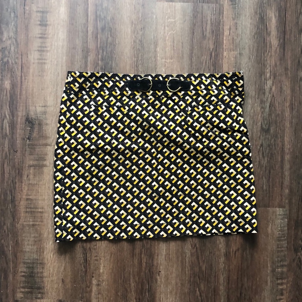 Checkered mini skirt brown tan Ann Taylor aloft